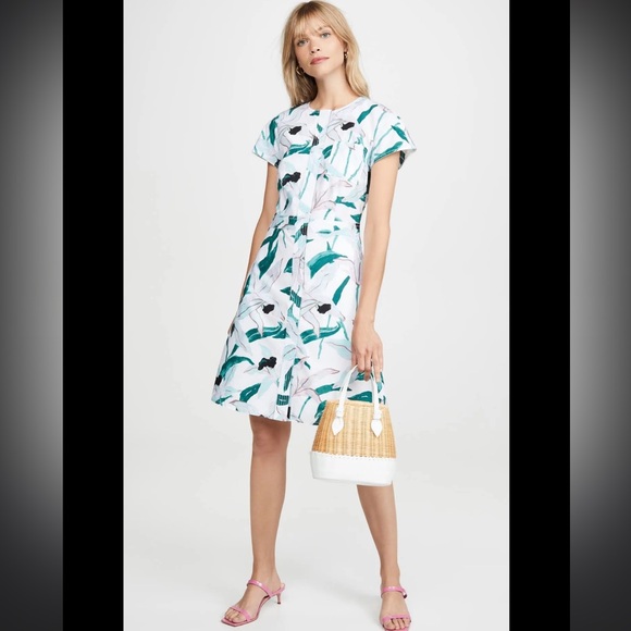 Tory Burch Printed Cotton Shirt Dress In Ivory Desert Bloom Size 4 - Picture 1 of 11